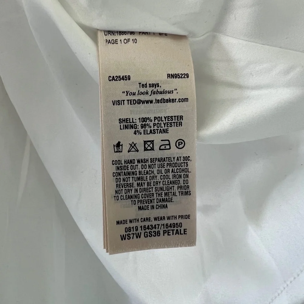 Ted Baker White Floral Petale Passion Flower Full Midi Skirt Size 1 - Picture 13 of 15